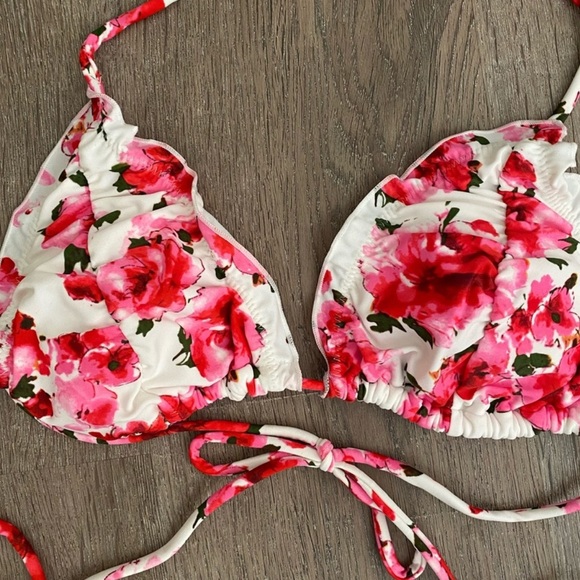 NWT Two Piece Floral Scrunch Bottom Tie Bikini Set - Picture 2 of 3